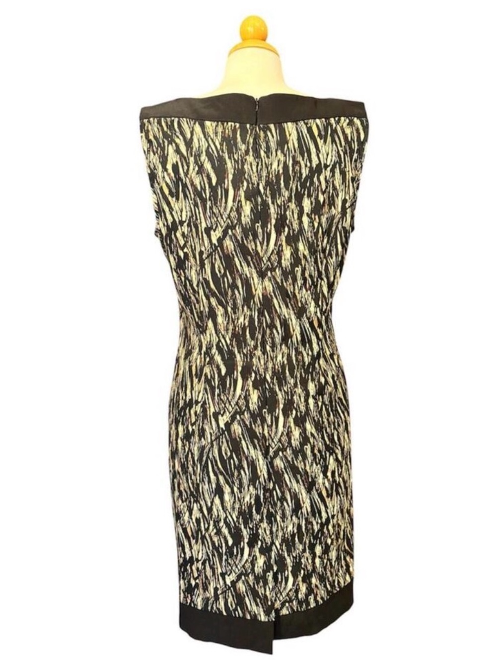 connected apparel Black and Cream Patterned Sheath Dress - Picture 2 of 9
